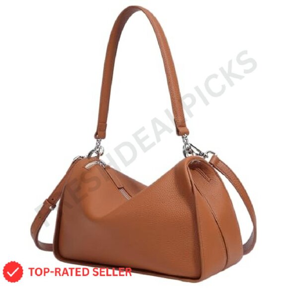 Genuine Leather Shoulder Bag Crossbody Hobo Adjustable Strap Elegant Minimal - Picture 2 of 8